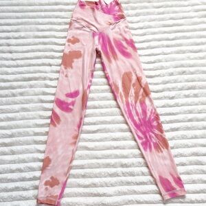 Aerie Offline Leggings Vibrant Pink and Brown Tie-dye Leggings NWT XS